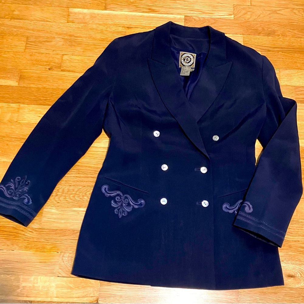 Navy blue silk jacket